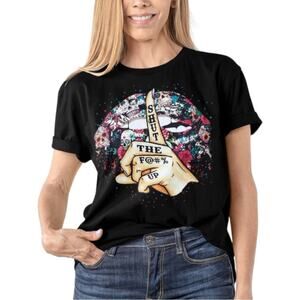 NEW Skull Tattoos Shut The F*ck Up Women’s AOP Short Sleeve T-shirt Blac…